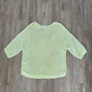 J Jill Open Knit Sweater Lime Green Large Spring Cotton Blend